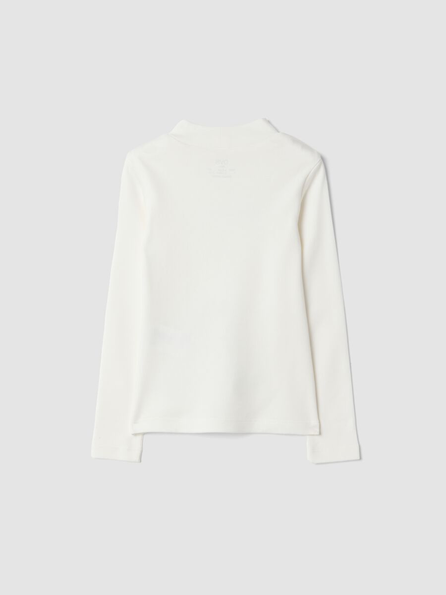 White pure organic cotton high-neck printed T-shirt_1