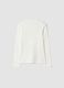 T-shirt bianca con collo rialzato in puro cotone organico con stampa_1
