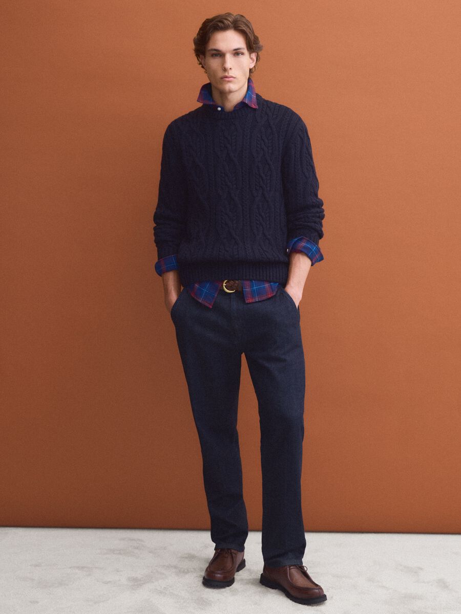 Blue jacquard wool-blend jumper, regular fit_1