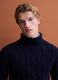 Navy blue cable-knit wool-blend regular-fit roll-neck jumper_2