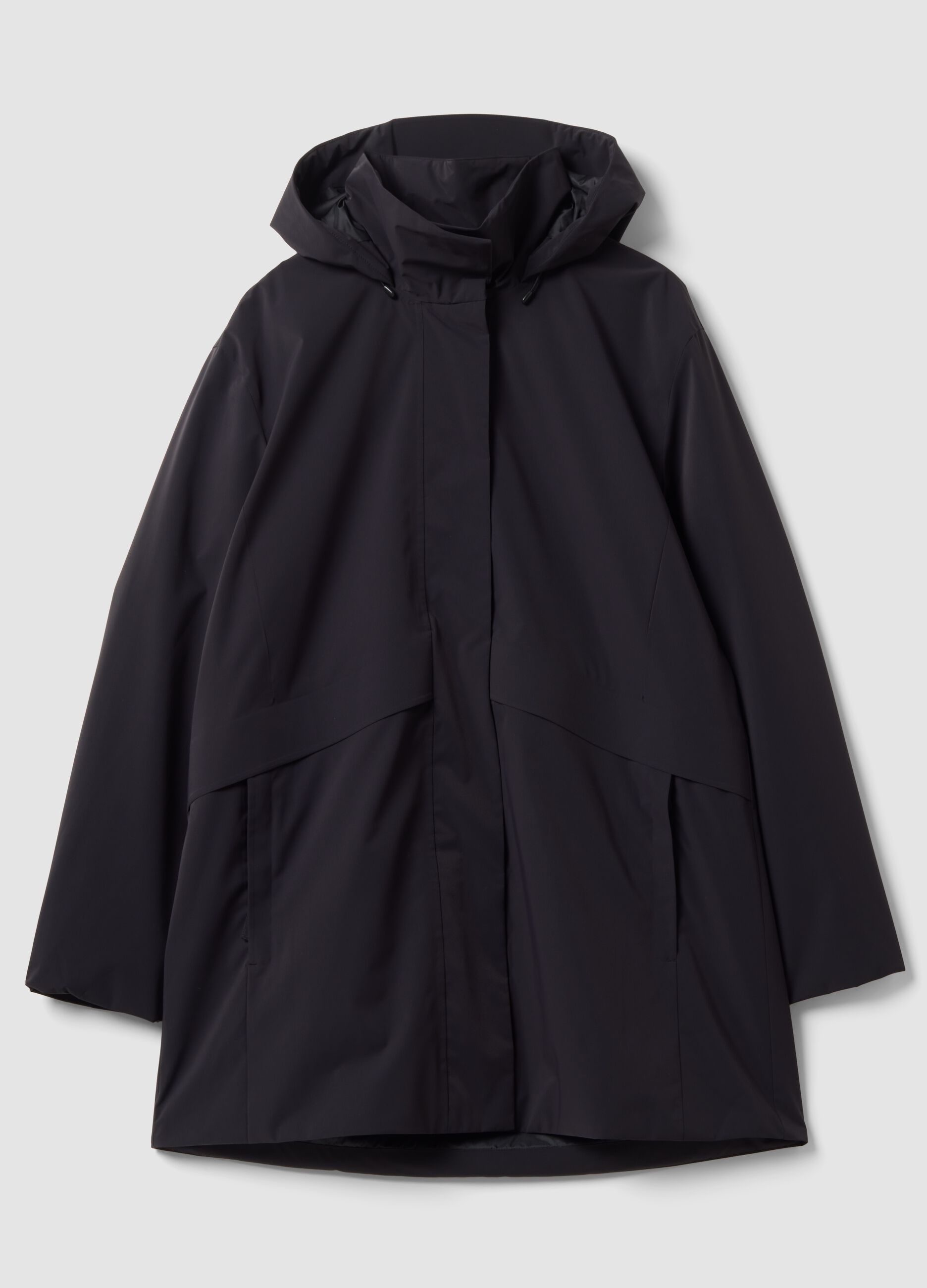 Giacca nera idrorepellente con cappuccio e zip regular fit ALTAVIA STUDIO