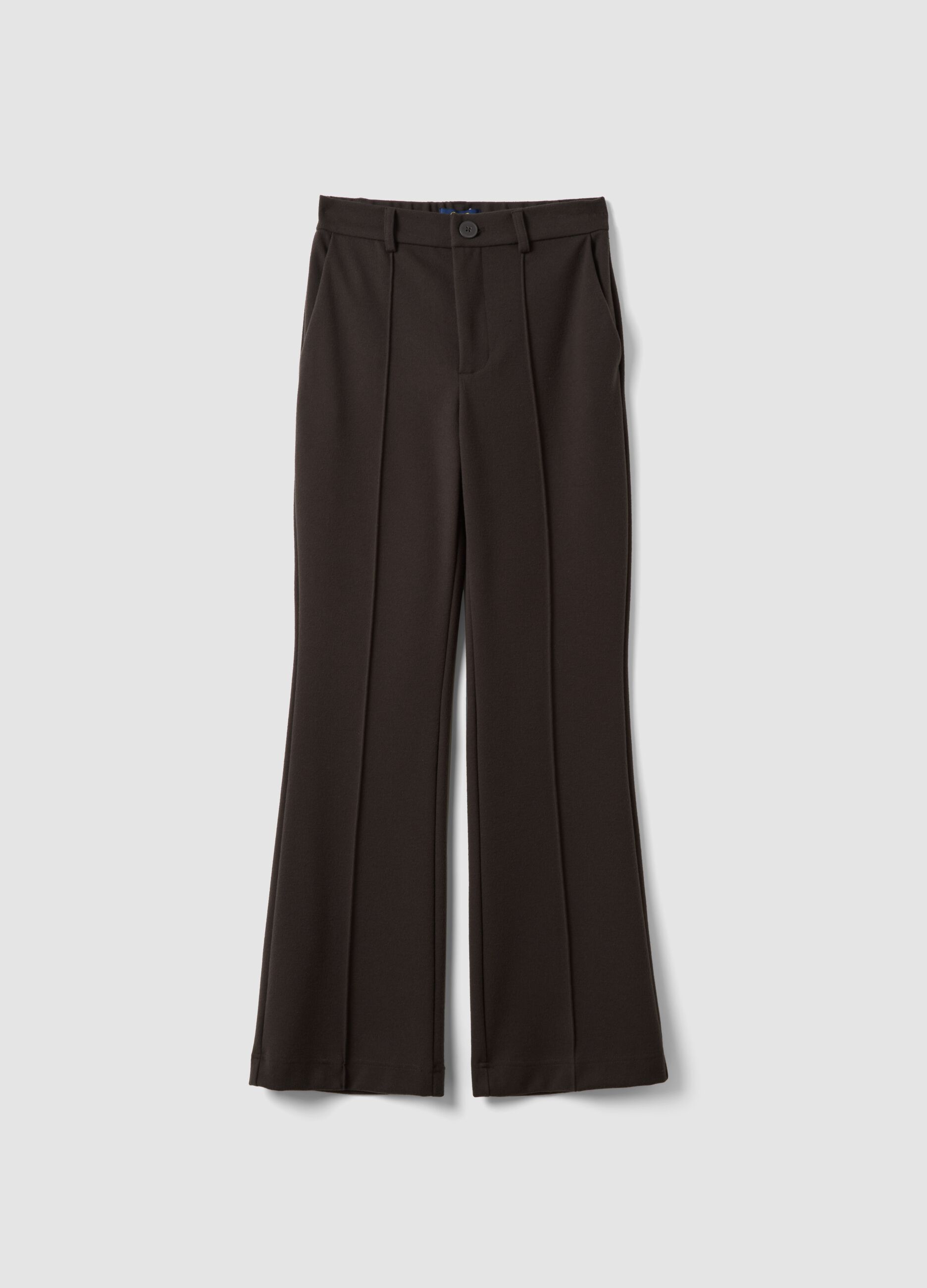 Pantaloni marroni in viscosa elasticizzata straight fit