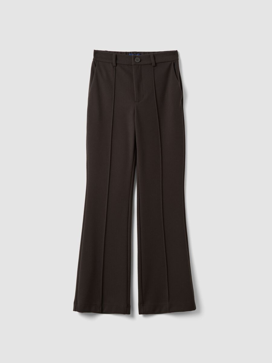 Brown stretch-viscose straight-fit trousers_4