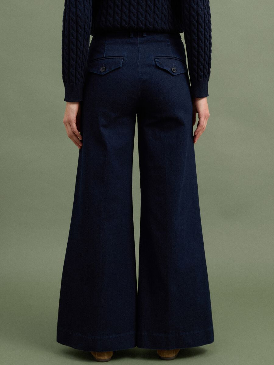Blue wide-leg stretch cotton jeans_3