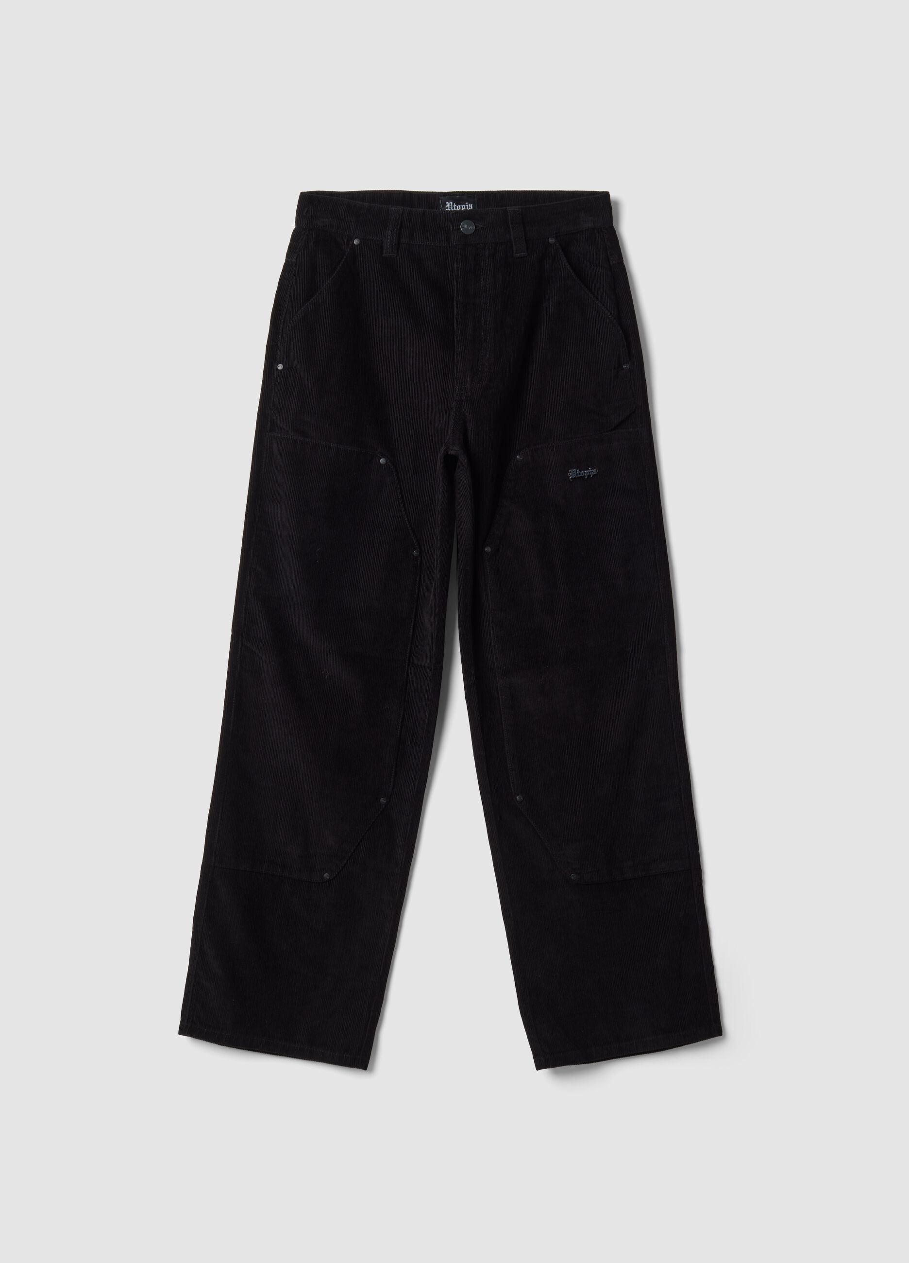 Black Corduroy Carpenter Trousers