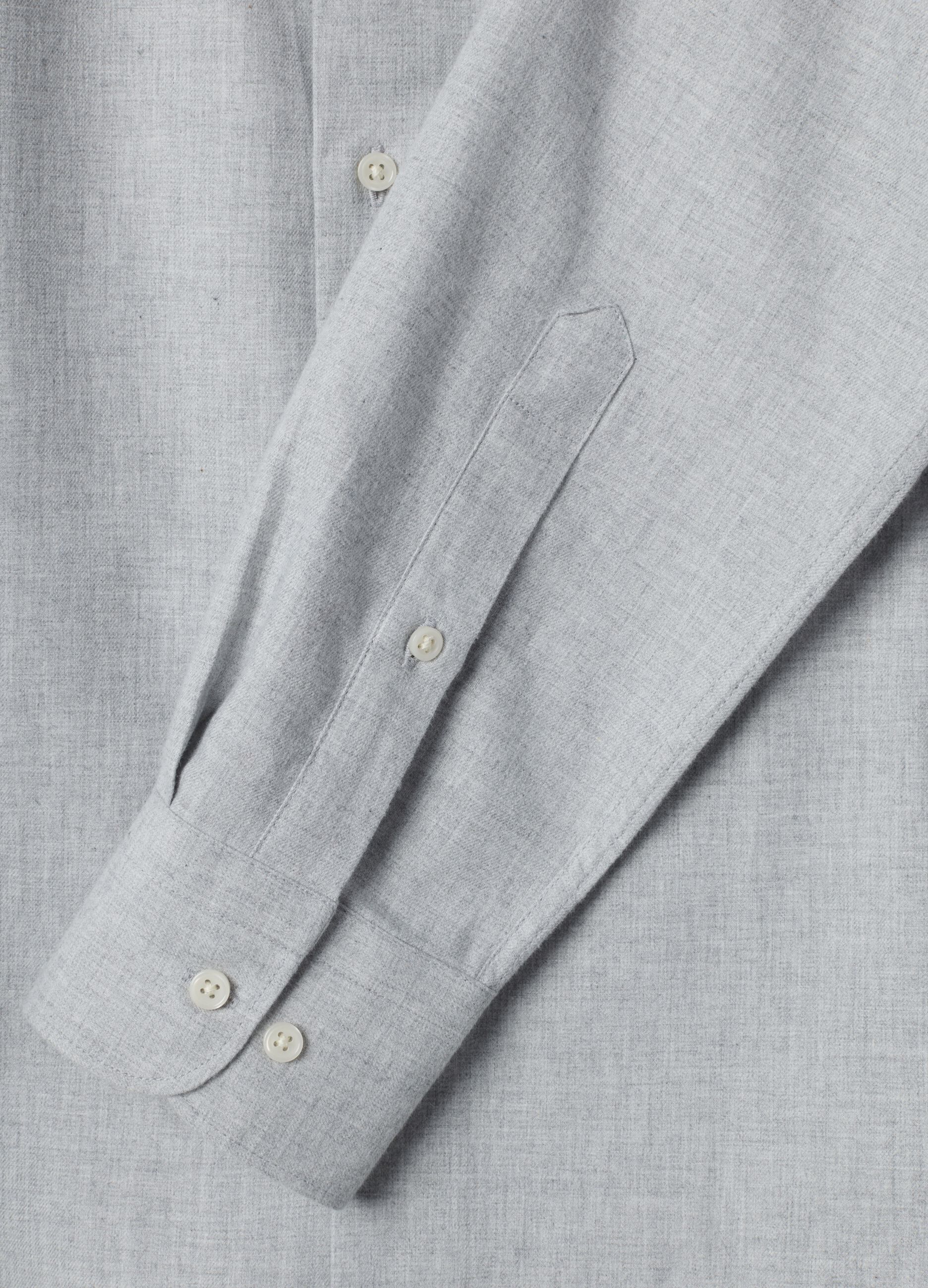 Grey pure cotton twill shirt, regular fit