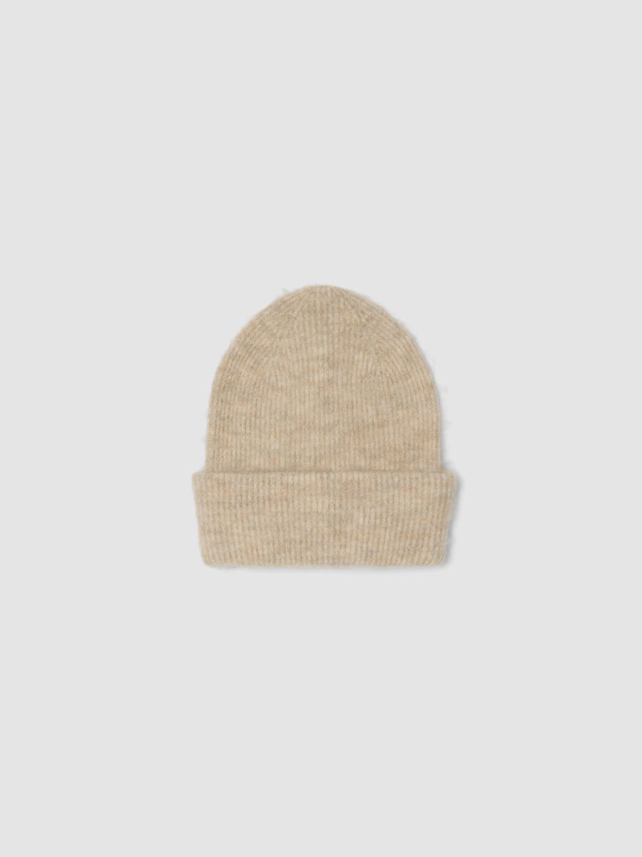 Beige stretch wool and alpaca hat_0