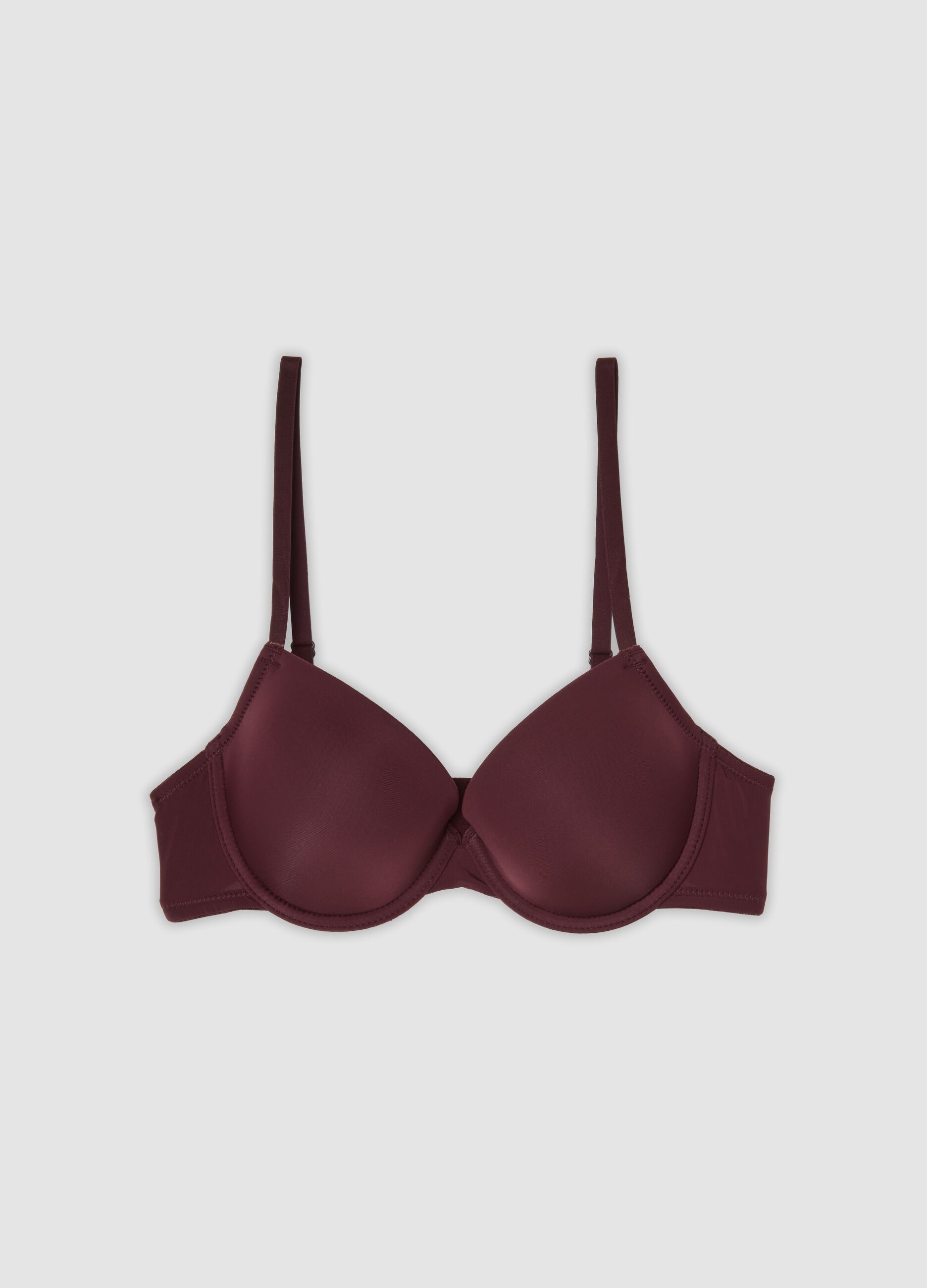 Purple padded stretch-fabric bra