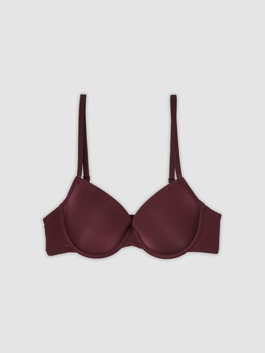 Purple padded stretch-fabric bra_0