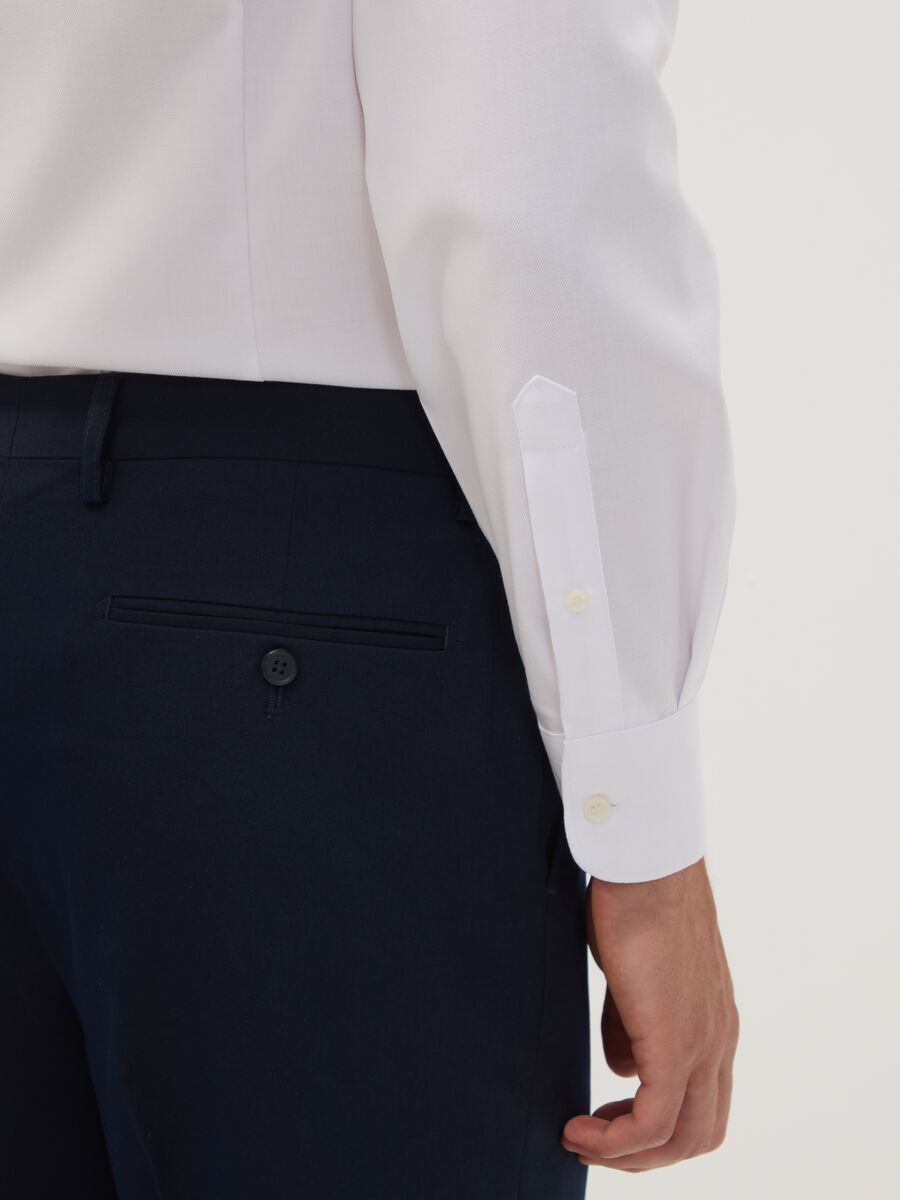 White slim-fit pure cotton twill shirt with French collar, non-iron_3