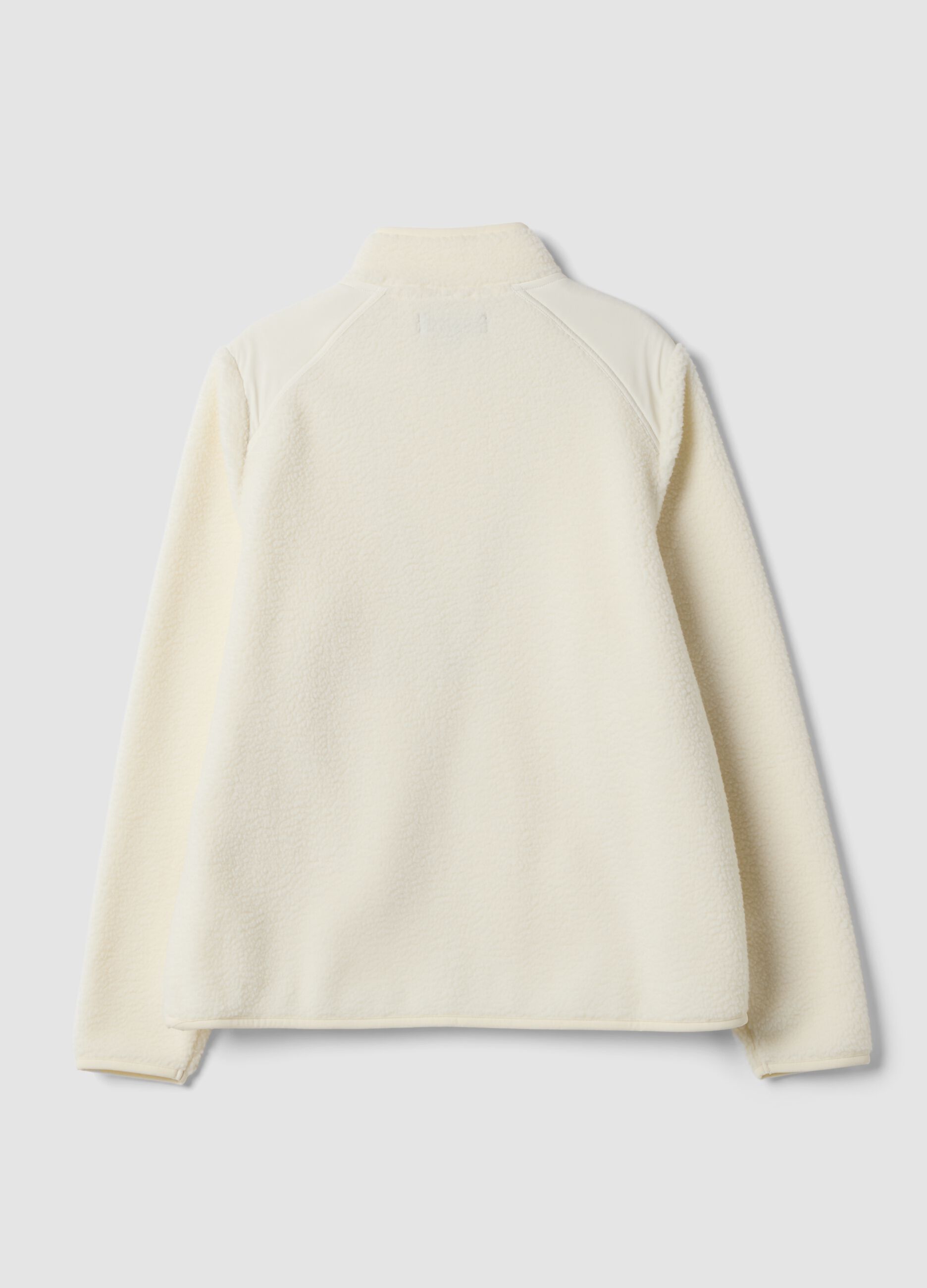 White crew-neck sweatshirt with zip