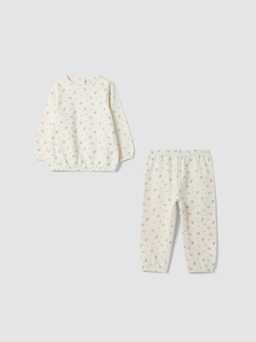 White organic cotton baby pyjamas with all-over print_0