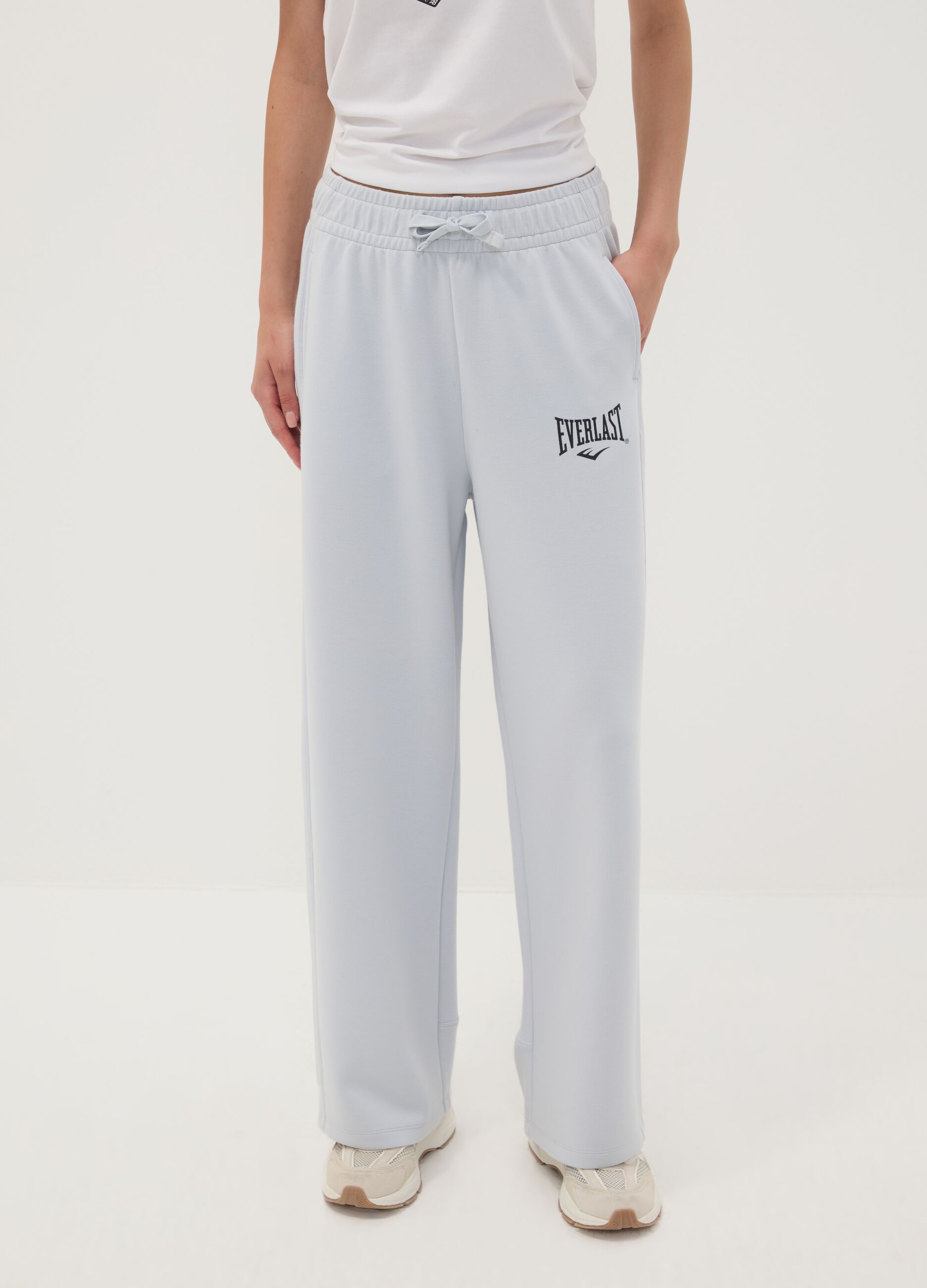Grey regular-fit stretch viscose jersey trousers