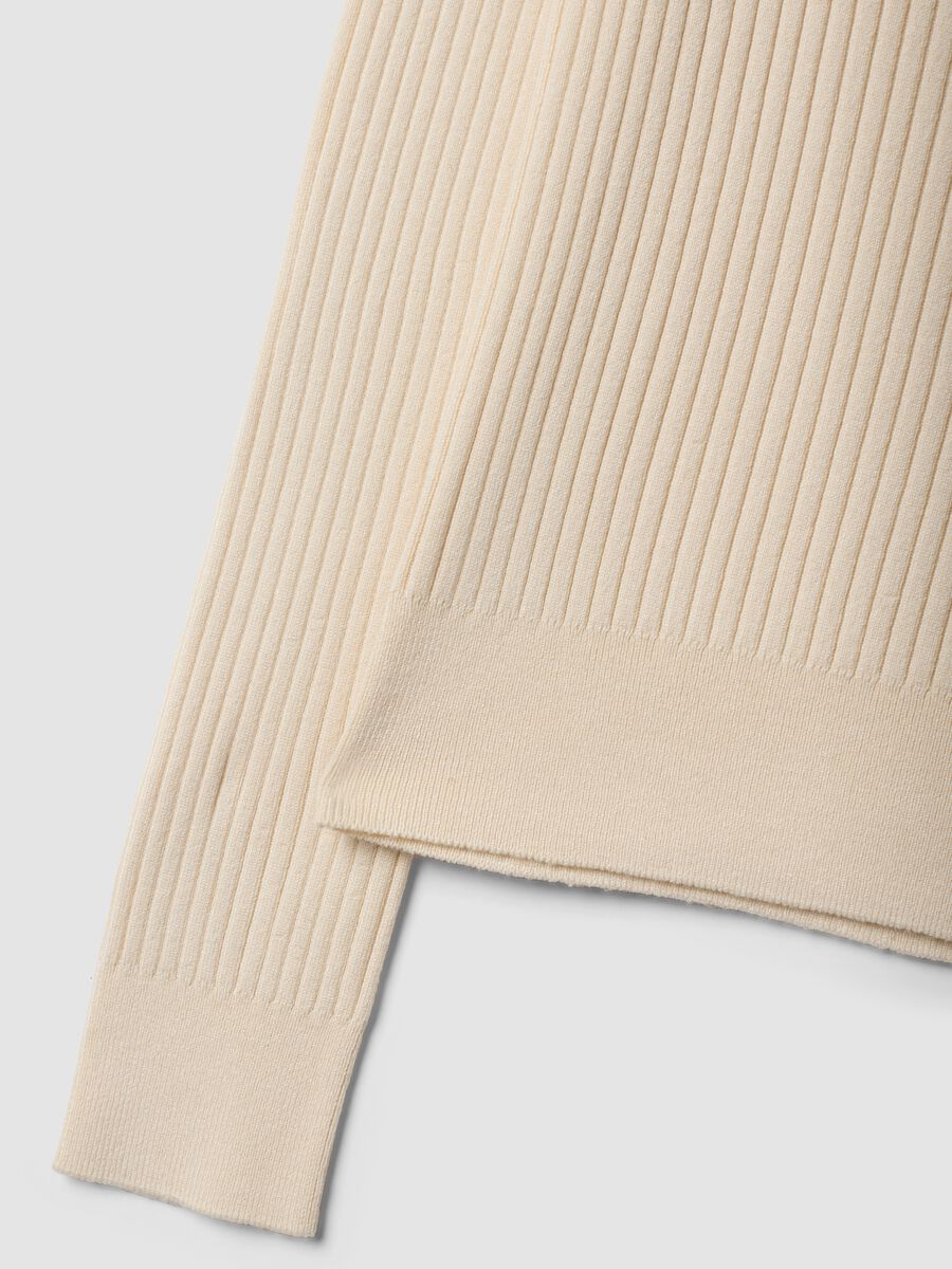 Beige ribbed viscose-blend roll-neck jumper_2