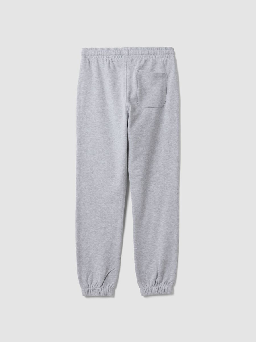 Grey joggers in pure organic cotton with drawstring for boys_5