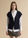 Blue deep V-neck oversized button-up gilet_0