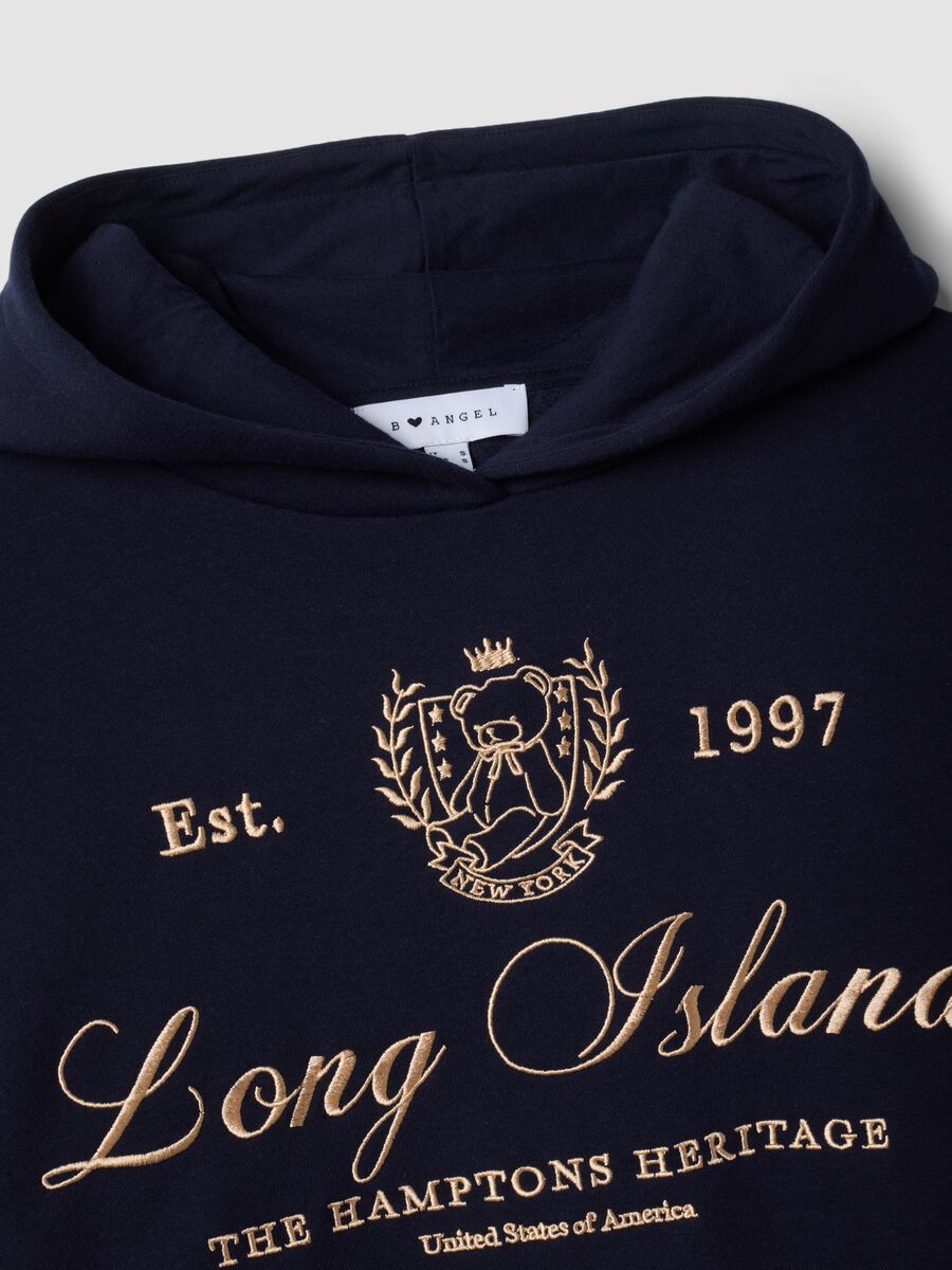 Felpa blu in misto cotone con cappuccio e finta camicia_5