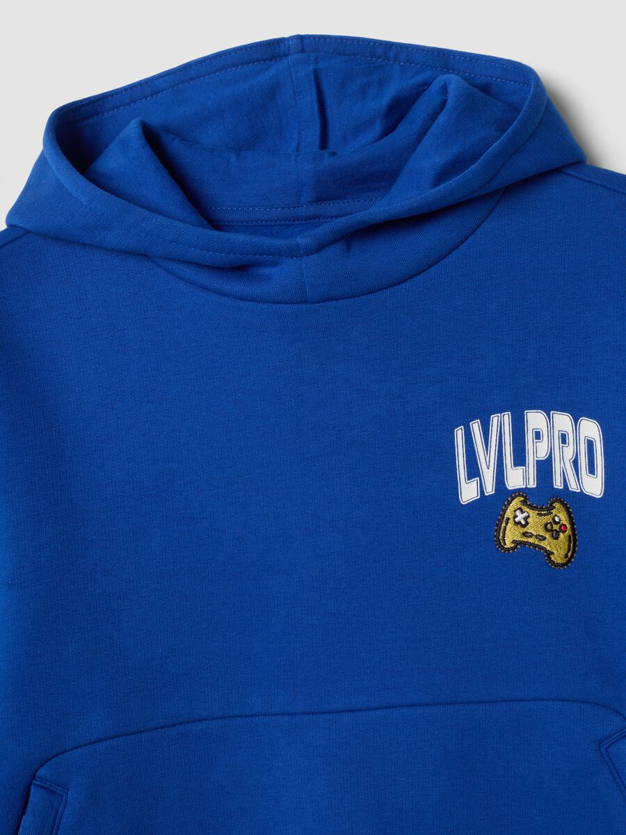 Blue cotton-blend hoodie with crew neck_2