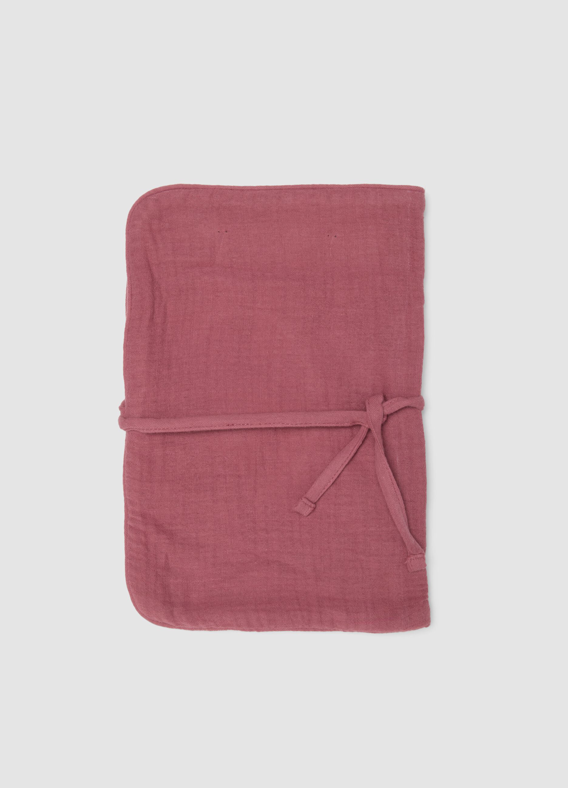 Pink portable changing mat in pure cotton with floral print