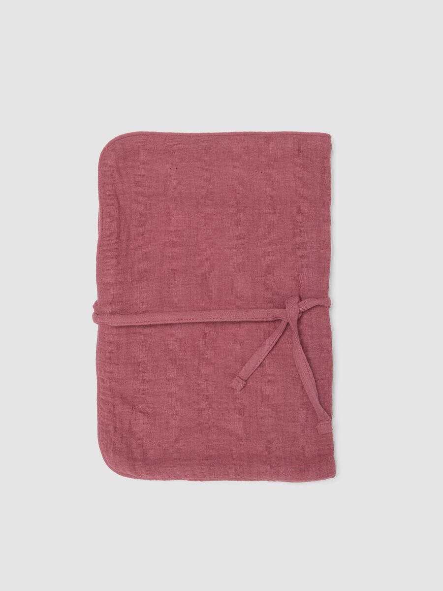 Pink portable changing mat in pure cotton with floral print_0