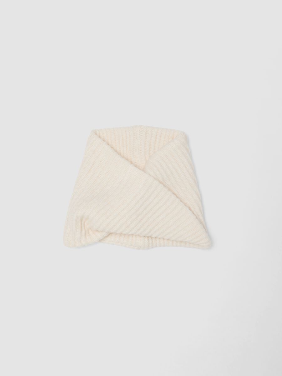White ribbed wool-blend scarf_0
