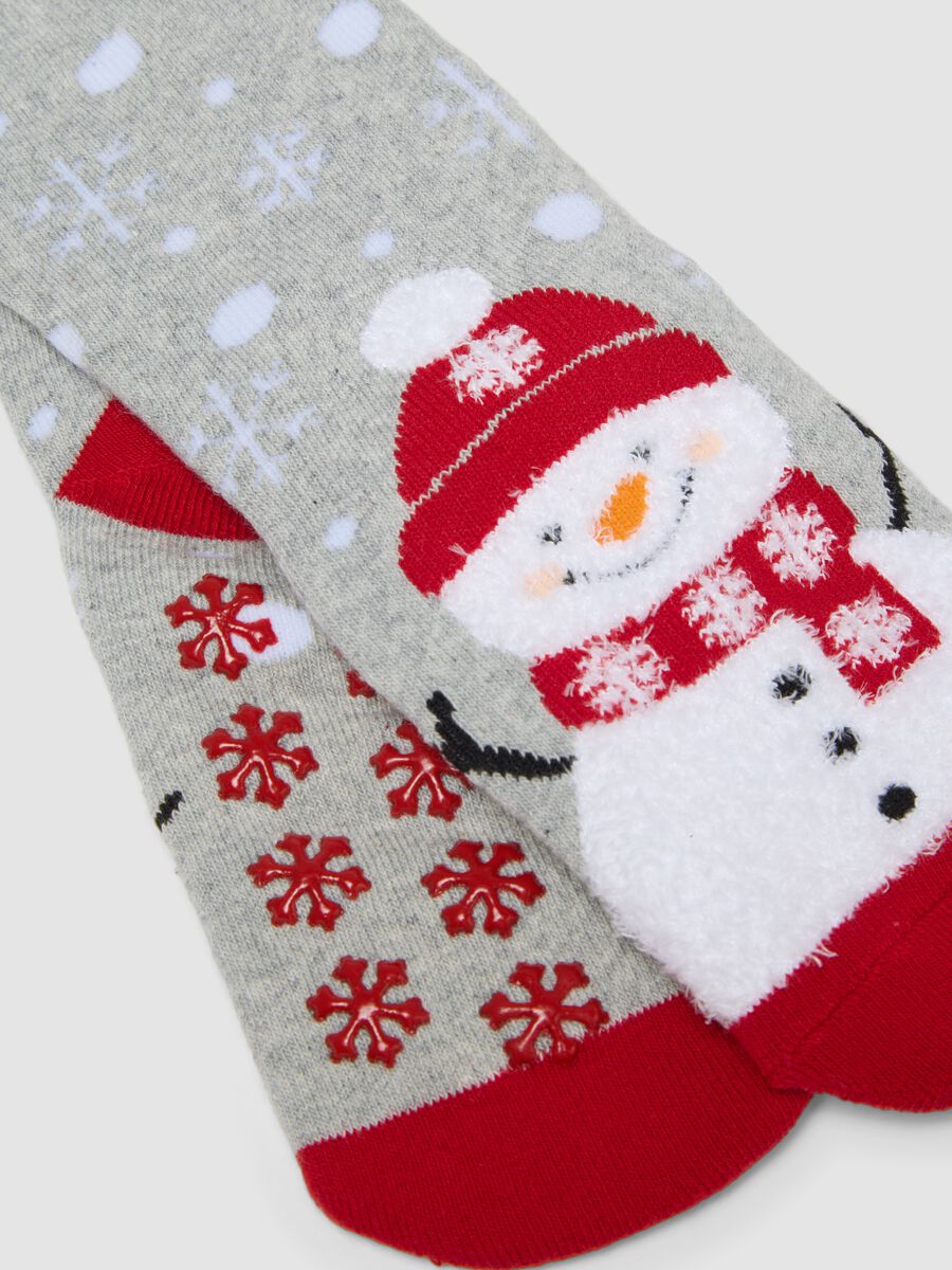2-pack of multicolour Christmas-themed non-slip socks in stretchy organic cotton_2