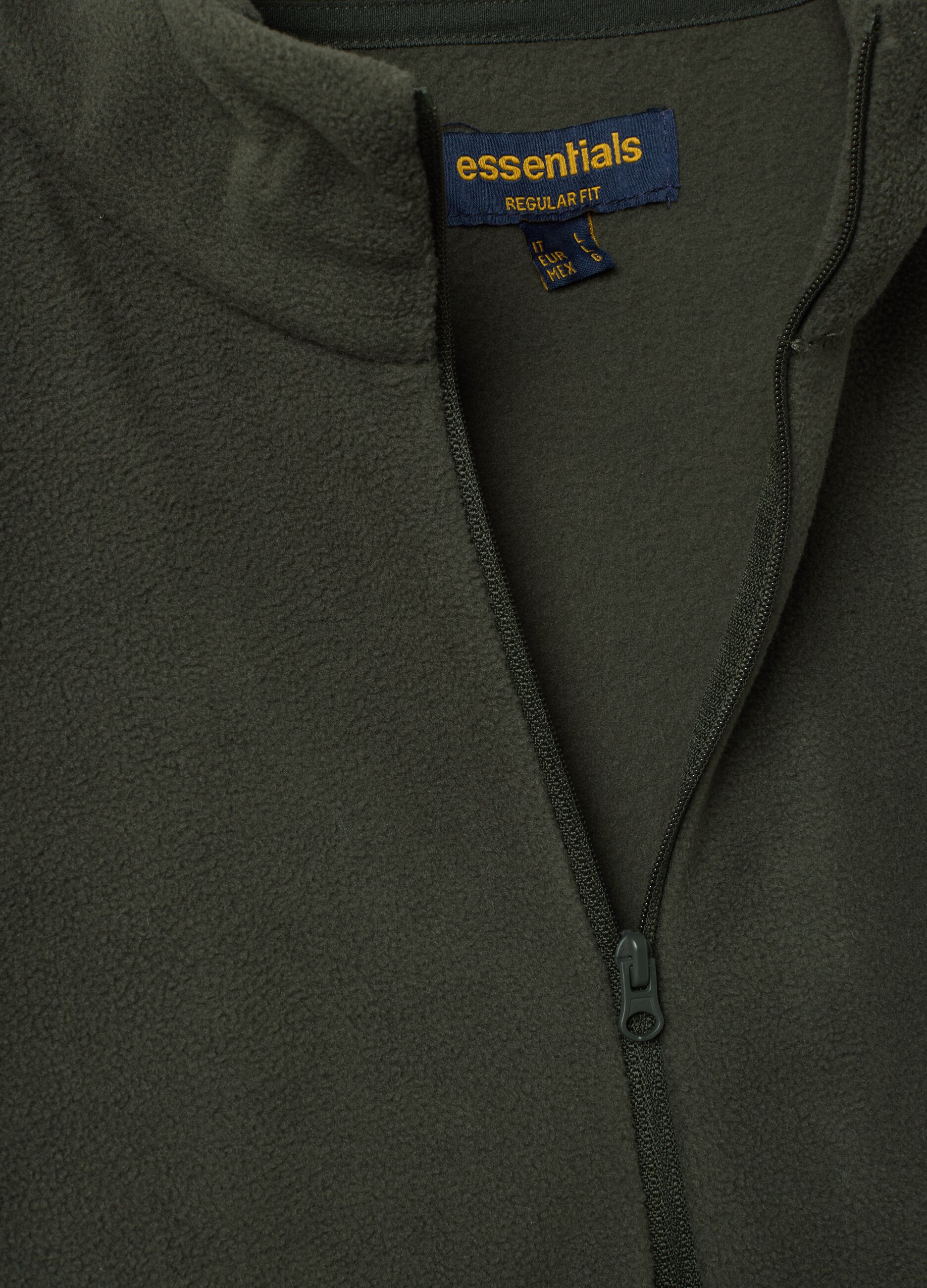 Felpa verde half zip regular fit in pile