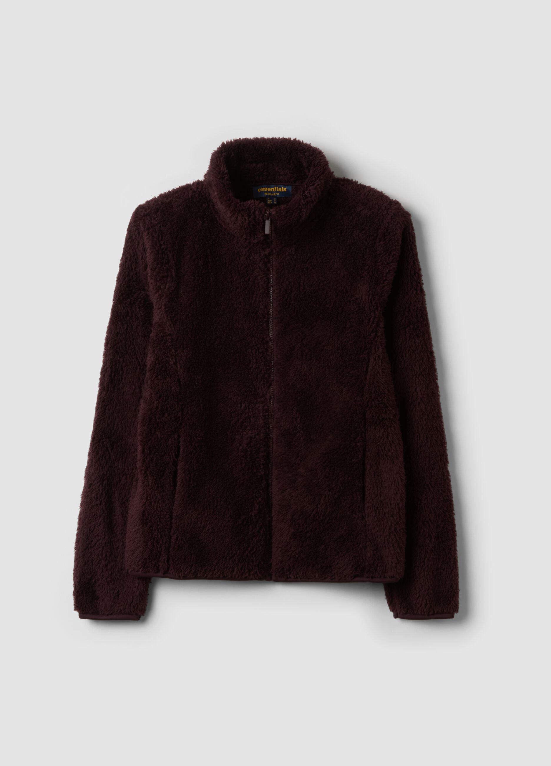 Plum purple crew-neck zip sweatshirt, regular fit