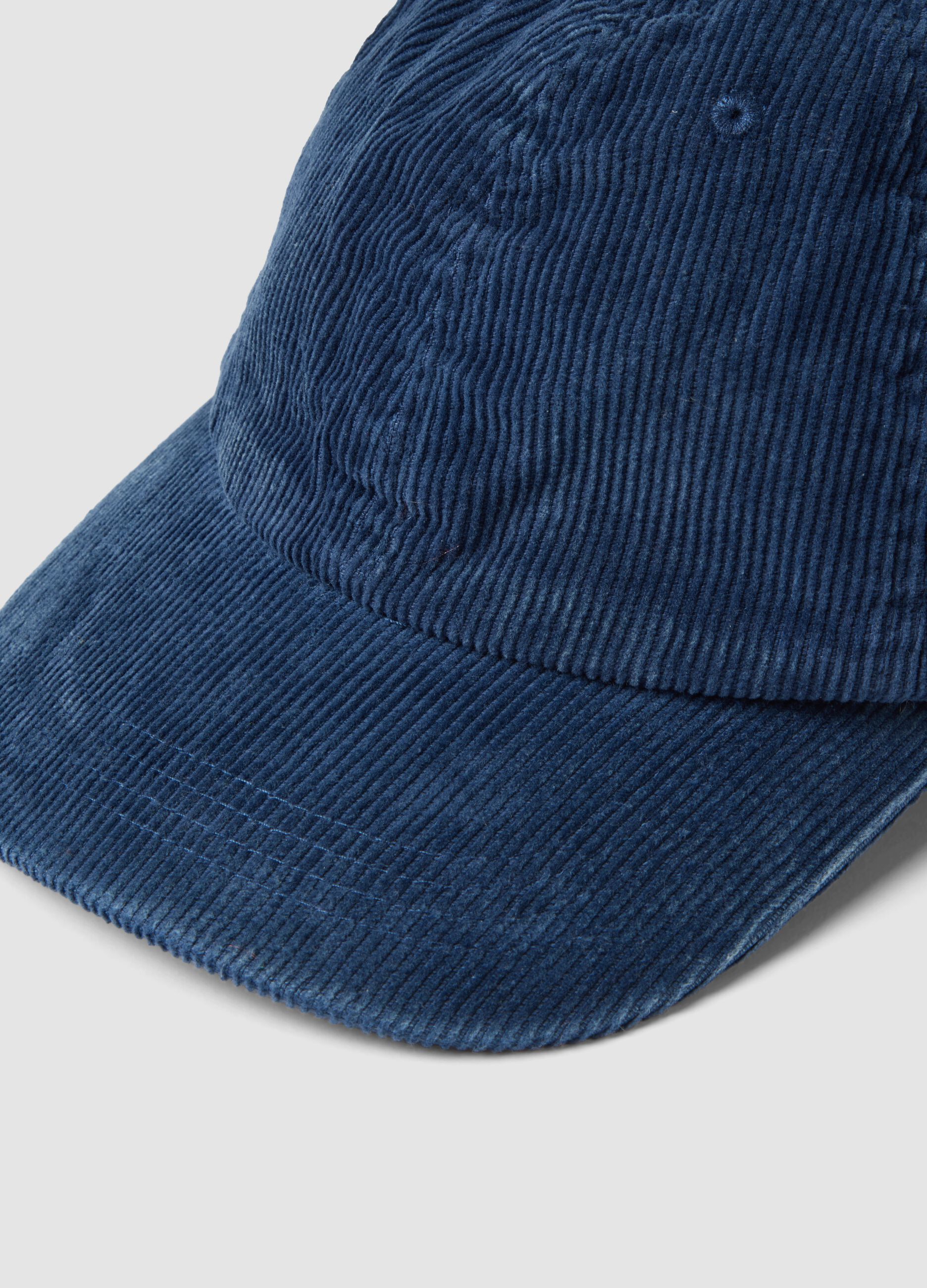 Cappello baseball denim in puro cotone a coste