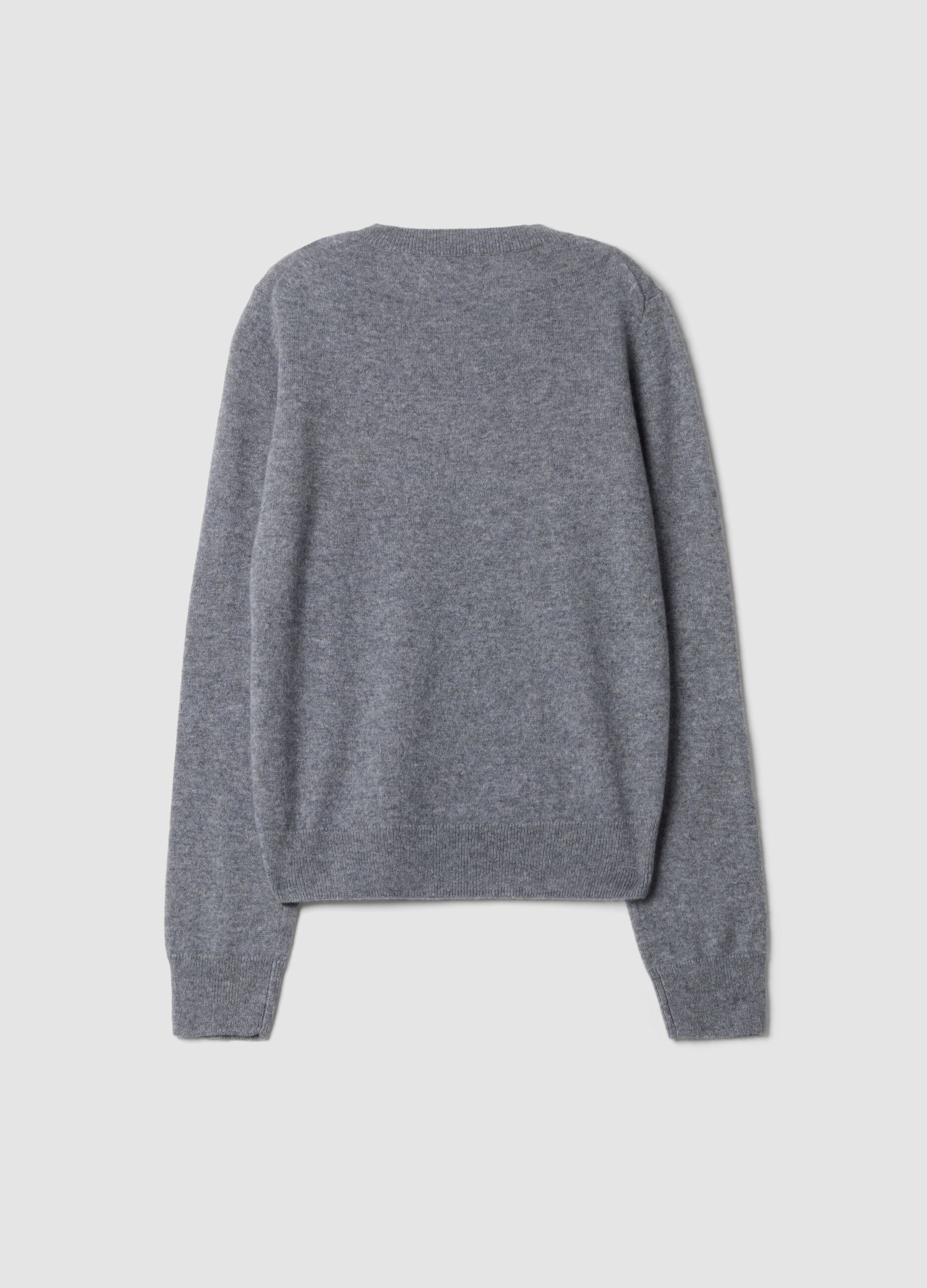 Grey pure cashmere crew-neck jumper