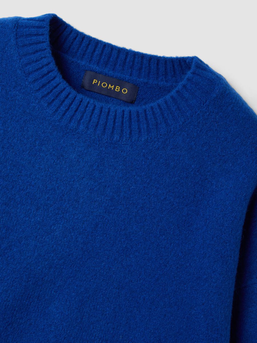 Royal blue crew-neck jumper in stretch wool_6