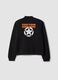 Black cotton-blend zip hoodie with front and back print_1