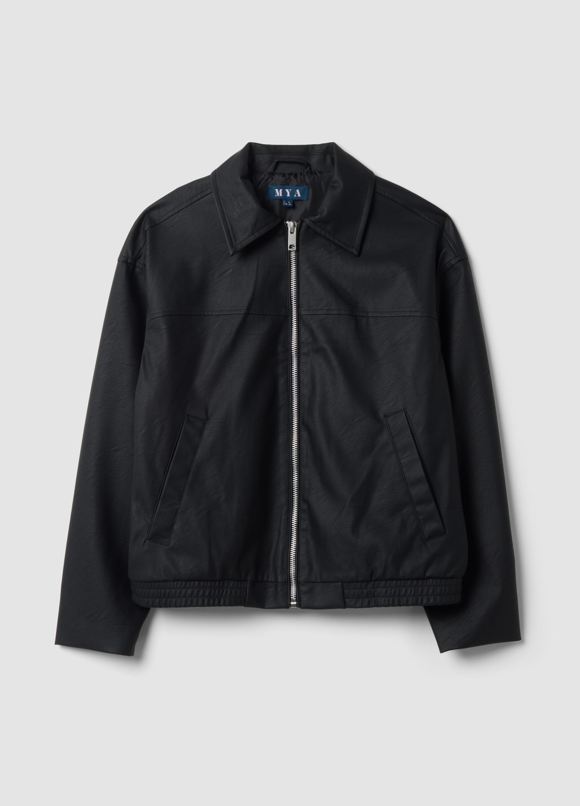 Black regular-fit jacket with zip and collar