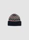 Beanie jacquard con risvolto a costine_0