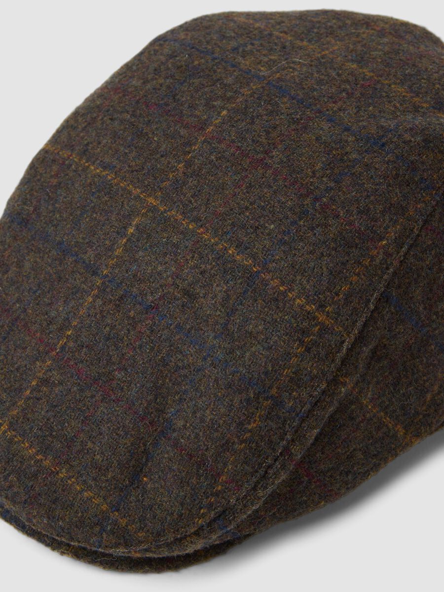 Brown wool-viscose blend flat cap_1