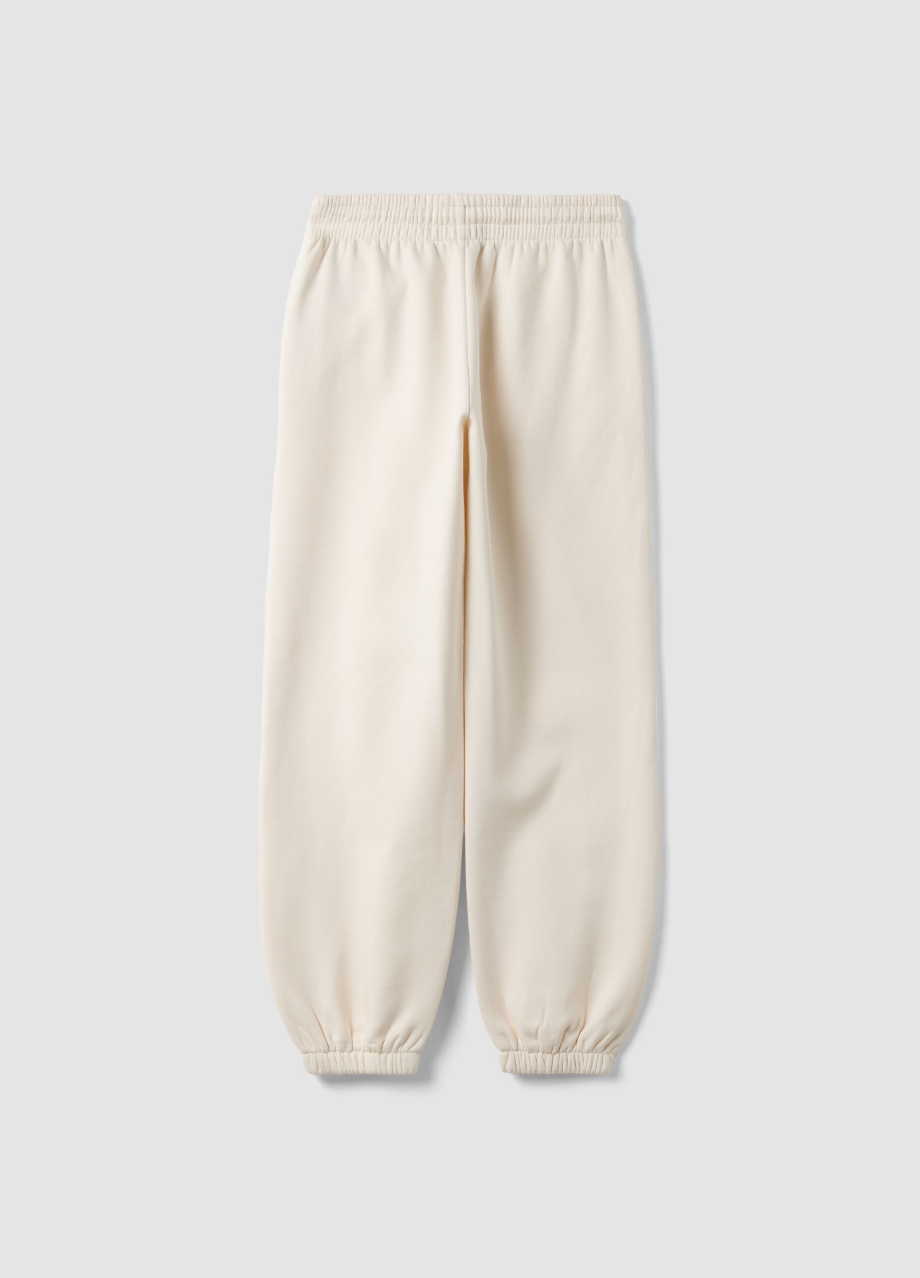 White cotton-blend jogger trousers with elasticated waist, regular fit