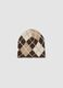 Beige stretch wool hat with diamond pattern_0