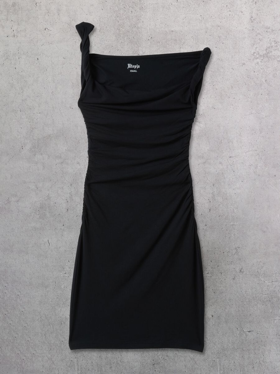 Black Asymmetrical Mini Dress_5