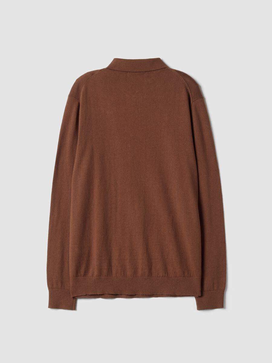 Brown long-sleeve regular-fit cotton and cashmere-blend polo shirt_2