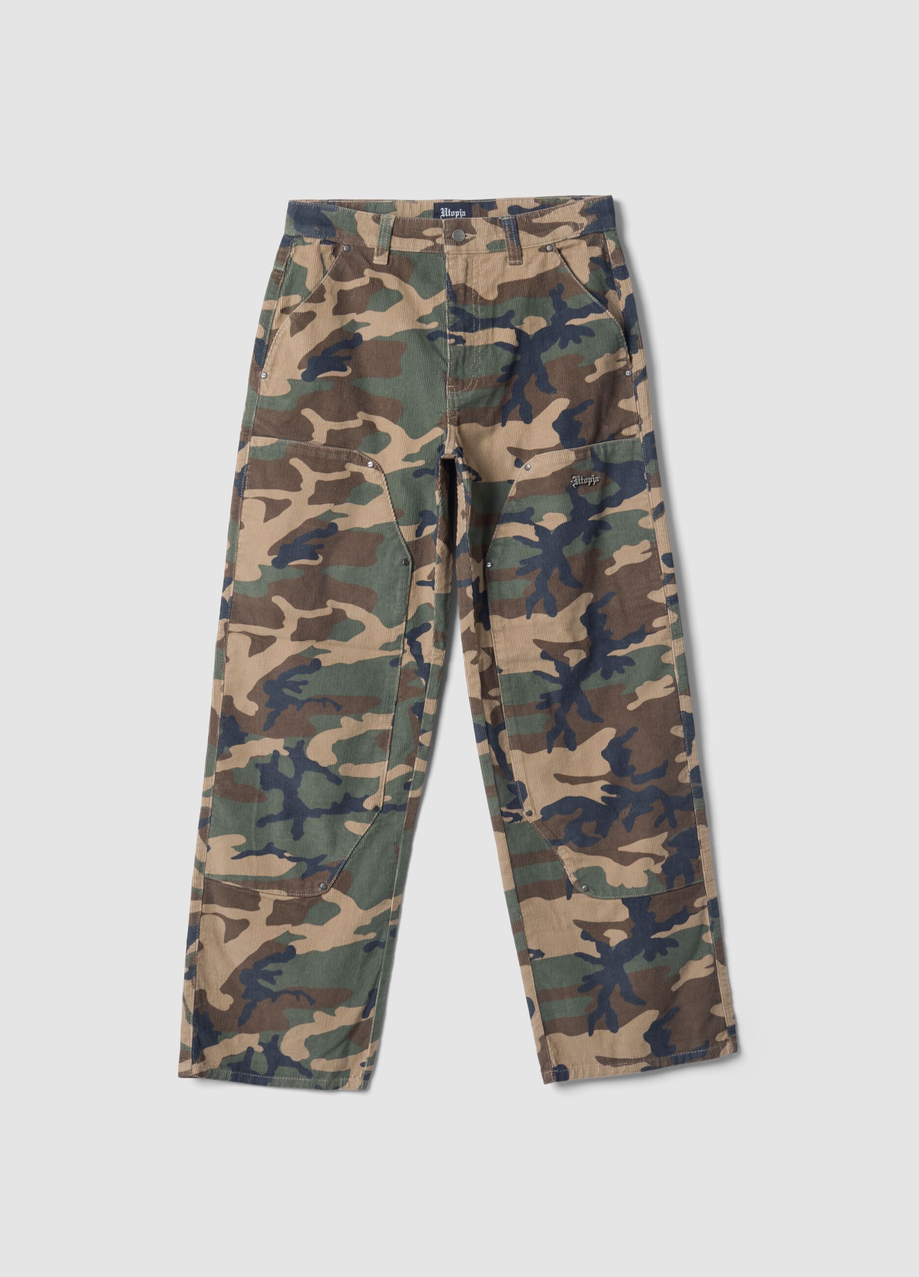 Washed Camo Corduroy Carpenter Trousers