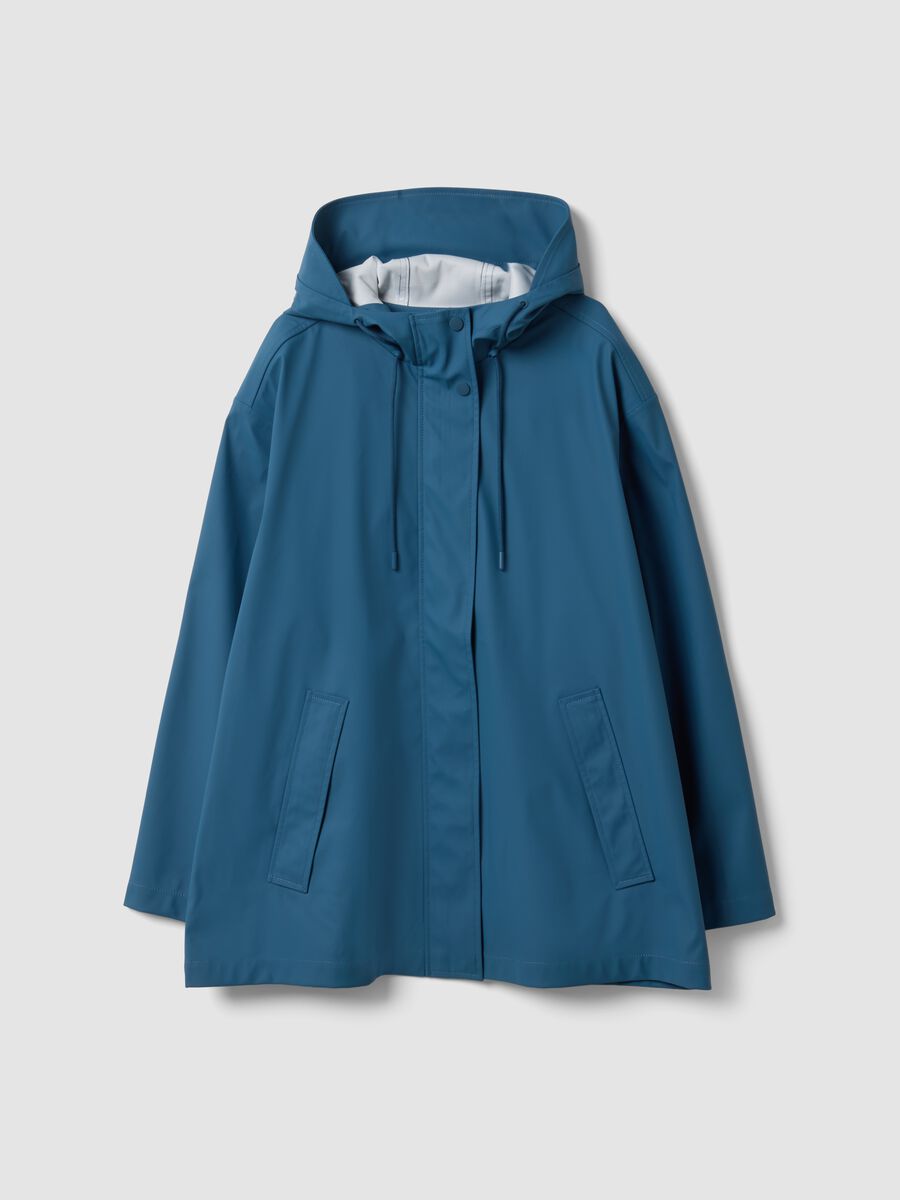 Blue hooded rain jacket with zip, regular fit_4