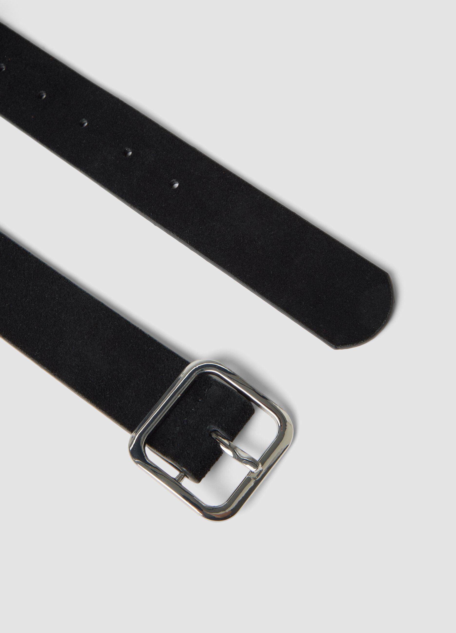 Black genuine leather studded belt