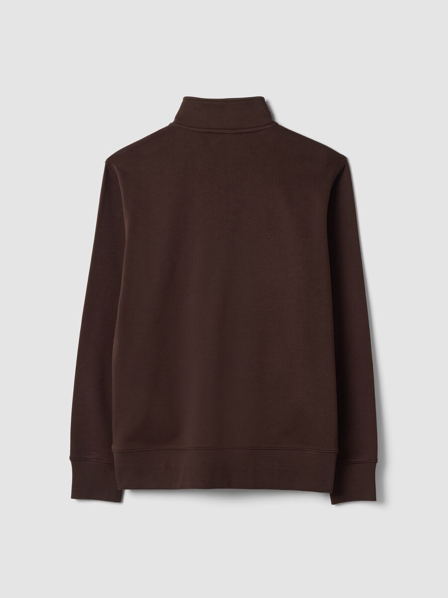 Brown cotton-blend half-zip crew-neck_2