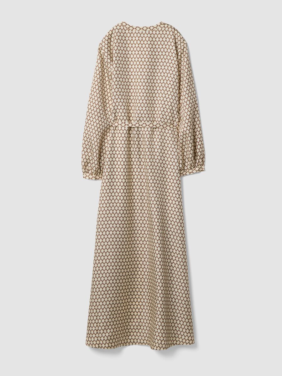 White pure silk slim-fit dress with pattern_2