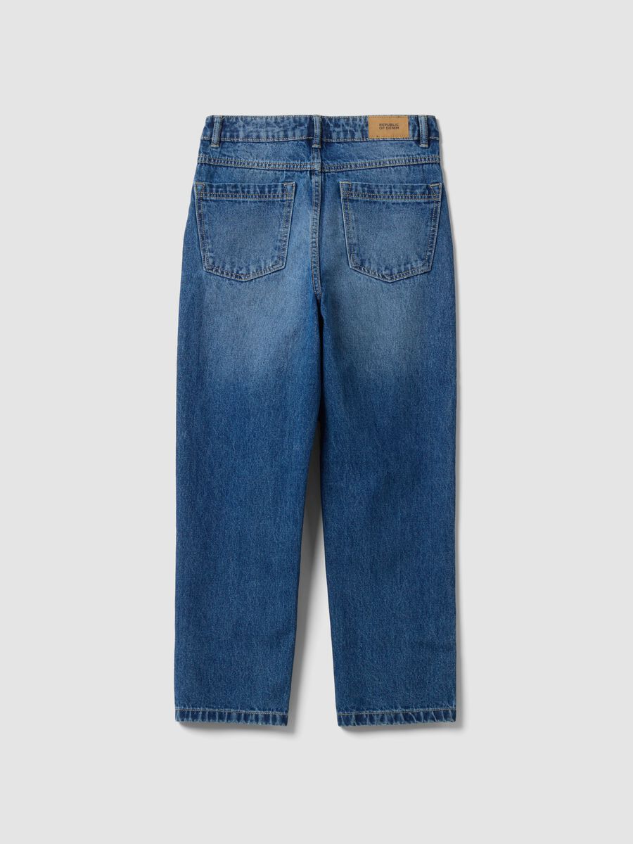 Blue baggy pure cotton ripped jeans for boys_5