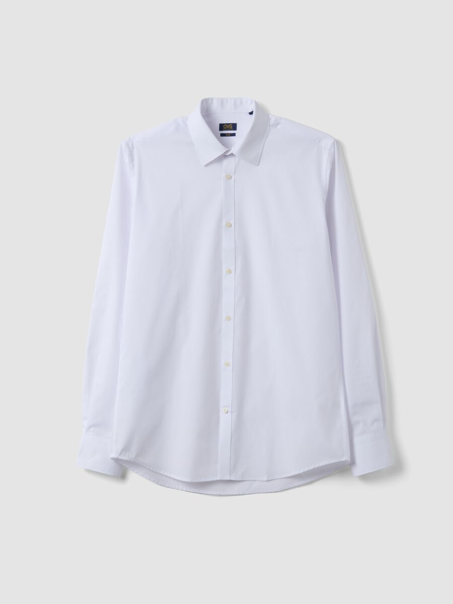 White slim-fit easy-iron shirt with classic collar_4