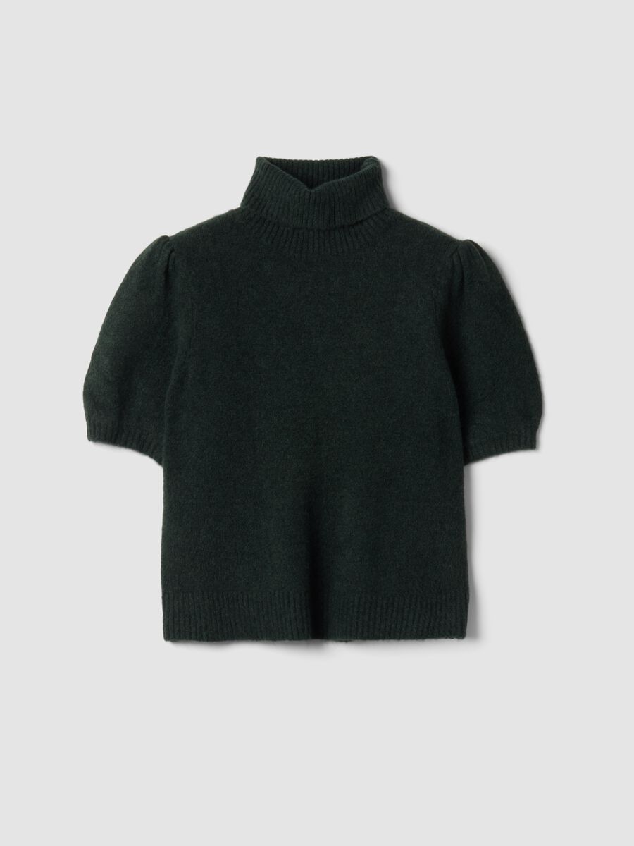 Green stretch-viscose turtleneck top_4
