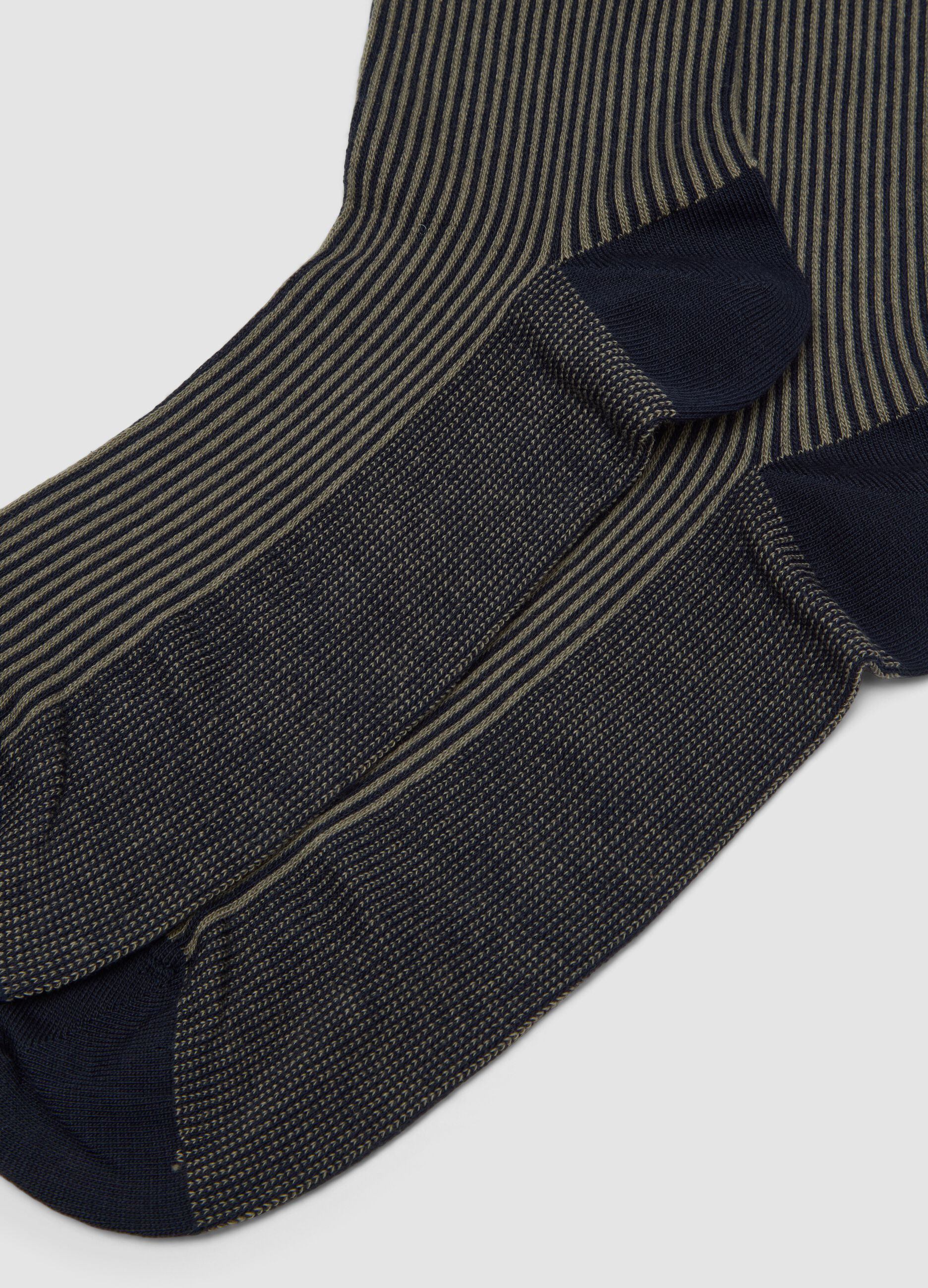 Blue striped long socks in stretch cotton