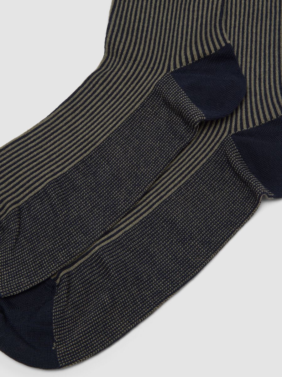 Blue striped long socks in stretch cotton_1