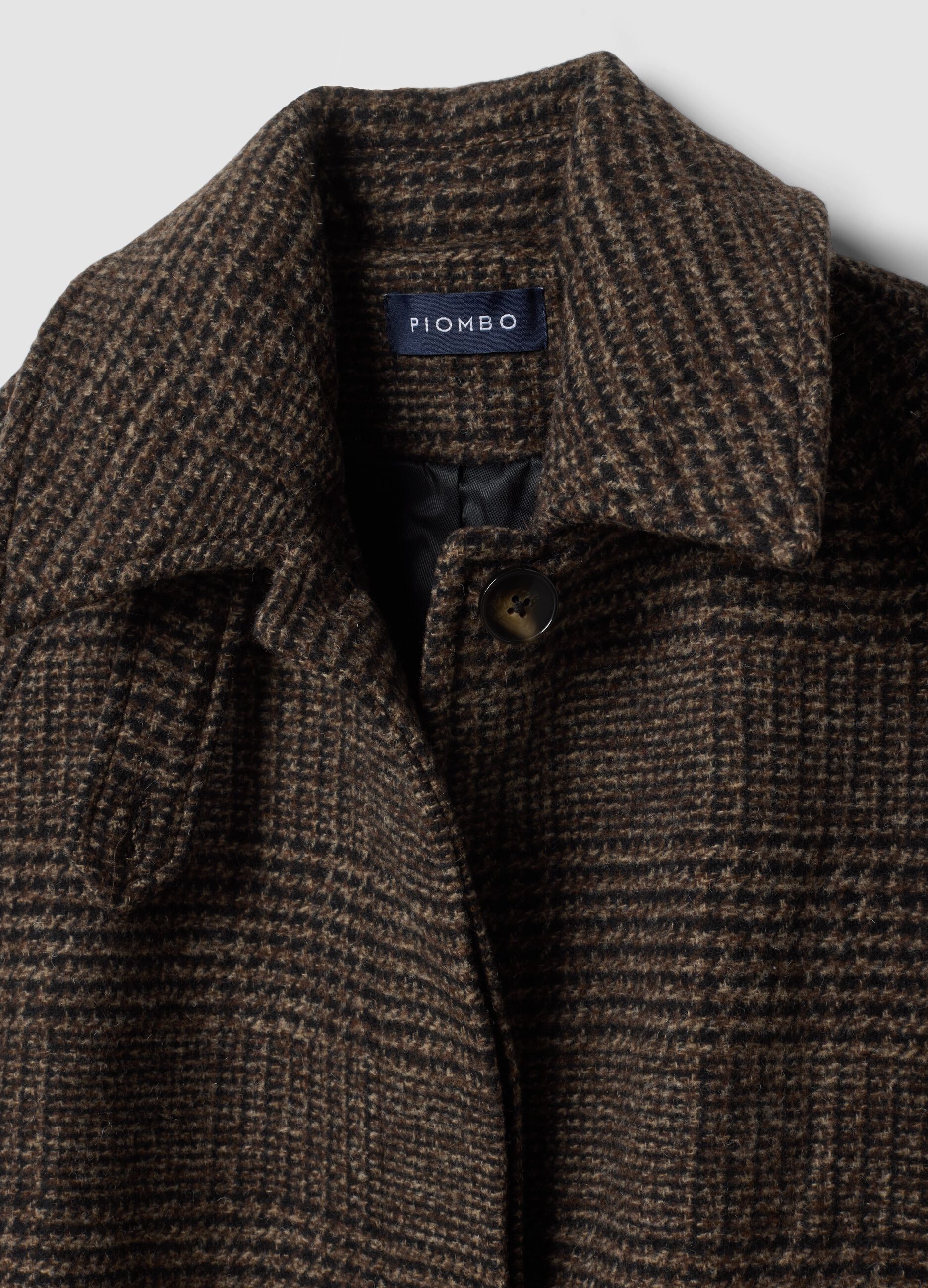 Cappotto lungo marrone e grigio in misto lana over fit